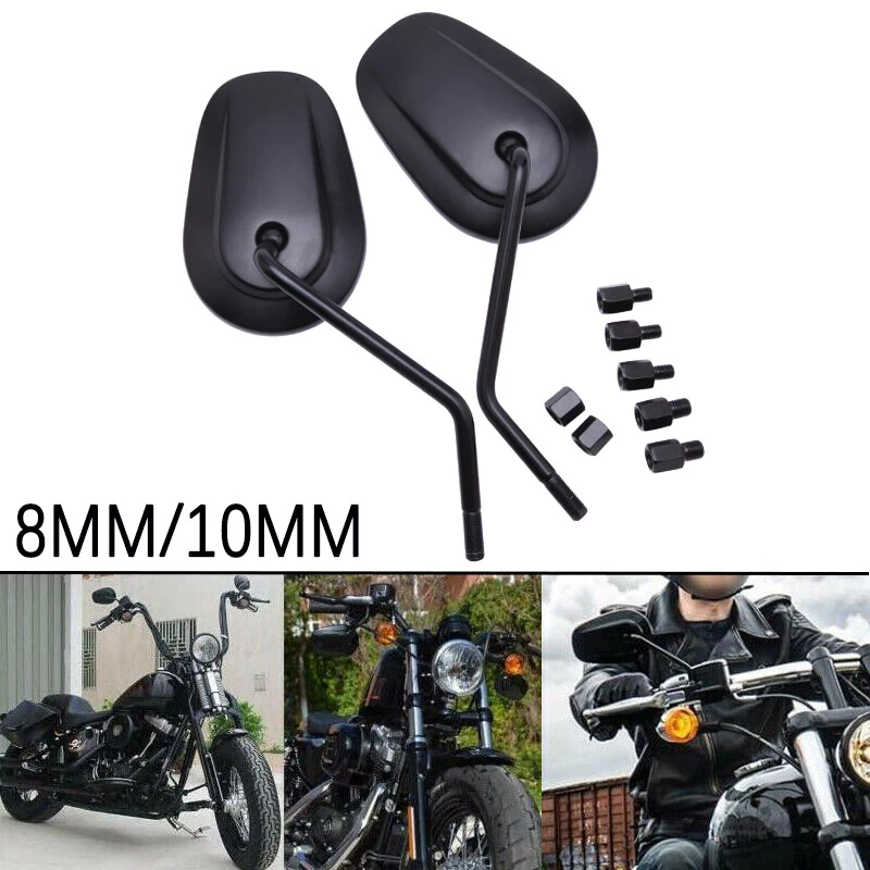 For Yamaha Bolt 14-17 Pair Black Oval 8mm 10mm Motorcycle Rear View Side Mirrors - Изображение 4 из 4