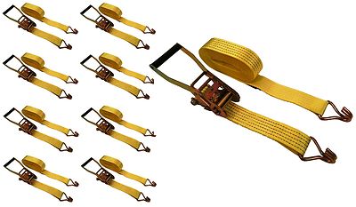 8 Pc 2'' inch x 27' Ft Ratchet Tie Down Cargo Straps 5000 Lbs J Hooks