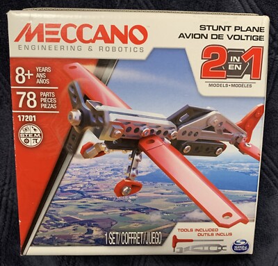Meccano Engineering & Robotics 2 in 1 Stunt Plane Construction Set Models STEM