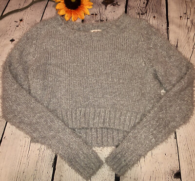 Mossimo Oversized Teddy bear Knit cropped sweater, size S, Silver Sparkle  EUC