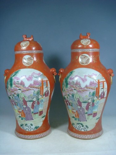 Hermoso medallón de macetas rosa dorada porcelana china - Imagen 5 de 10