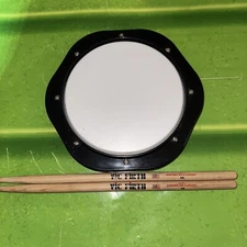 Practice Pad 8 Inch White 10 Inch Across With Sticks