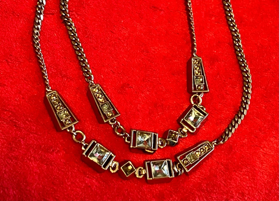 COLLAR GIVENCY PEDRERÍA MARRÓN CHOCOLATE CADENA ESLABÓN LARGO UNA HEBRA 42" MG Foto 3 de 4