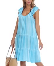 MSRP $48 Raviya Womens Tiered Dress Cover-Up Swimsuit Aqua Size Medium