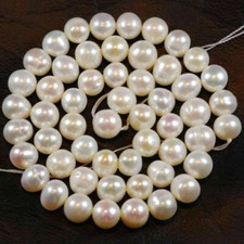 Natural 8-9mm White Akoya Freshwater Cultured Pearl Loose Beads 15''