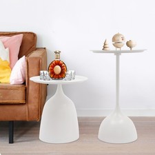Set of 2 Side Tables Nesting Tables Round Side Table Set End Table Set White USA