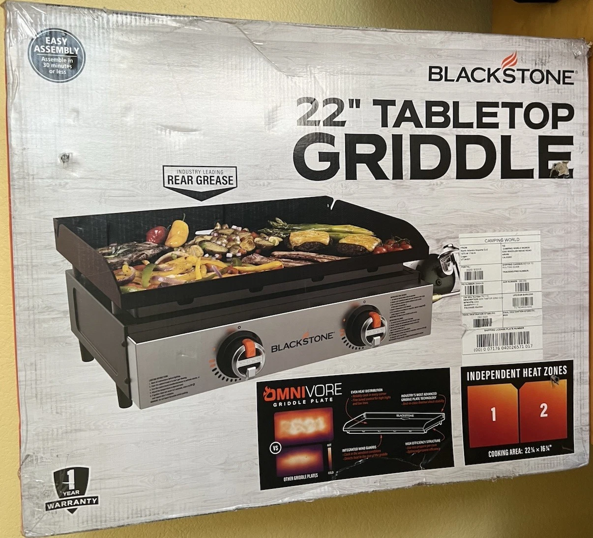 UNOPENED Blackstone 22" Tabletop Gas Griddle 3300W Steel Portable Rect. 2203