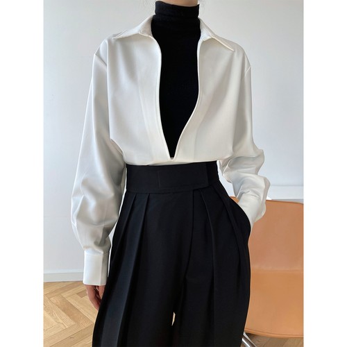 Maglione donna manica lunga scollo a V profondo capospalla camicia blusa top primavera sciolto