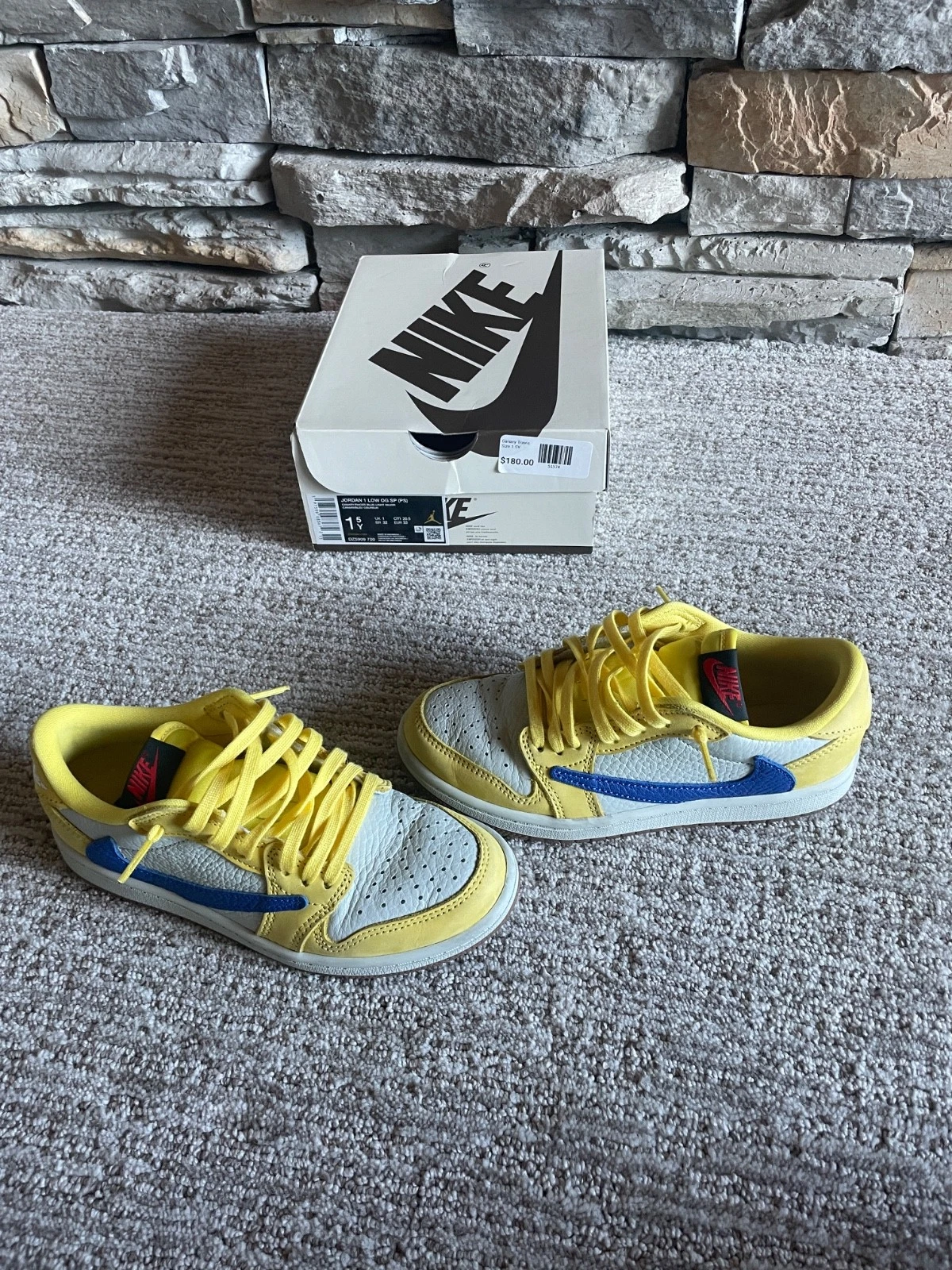 Scarpe Jordan 1 Low Travis Scott Youth 1.5 Canary Cactus Jack