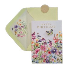 Papyrus Birthday Card With Wearable Metal Butterfly   Lapel Pin