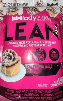 LADY BOSS LEAN PROTEIN SHAKE POWDER, CINNAMON ROLL FLAVOR.  EXP 12/26