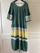 New Free People Manda Midi Dress XS Green Yellow Combo