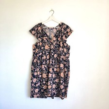 Old Navy Blue Peach Pink Orange Floral V-Neck Dress Size XL NWT Feminine Boho
