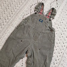 Vtg Oshkosh Bgosh 12M Corduroy Overalls Bibs Farmhouse Homestead Flannel Accents