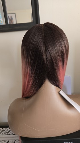 Ombre Pink Straight Long Hair Synthetic Lace Wig for Women Pink Straight wig - Picture 8 of 8