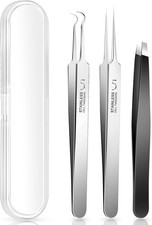 3PCS Blackhead Extractor Kit with Ingrown Hair Tweezers - Portable Tools