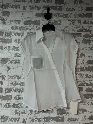 NWT! Ever Day Business Professional Top Belted Short Sleeve White - Free Size