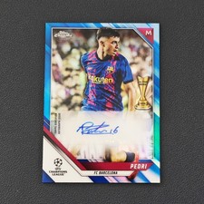 Pedri  2021-22 Topps Chrome UEFA #CA-P Blue Refractor AUTO 140/150 FCB