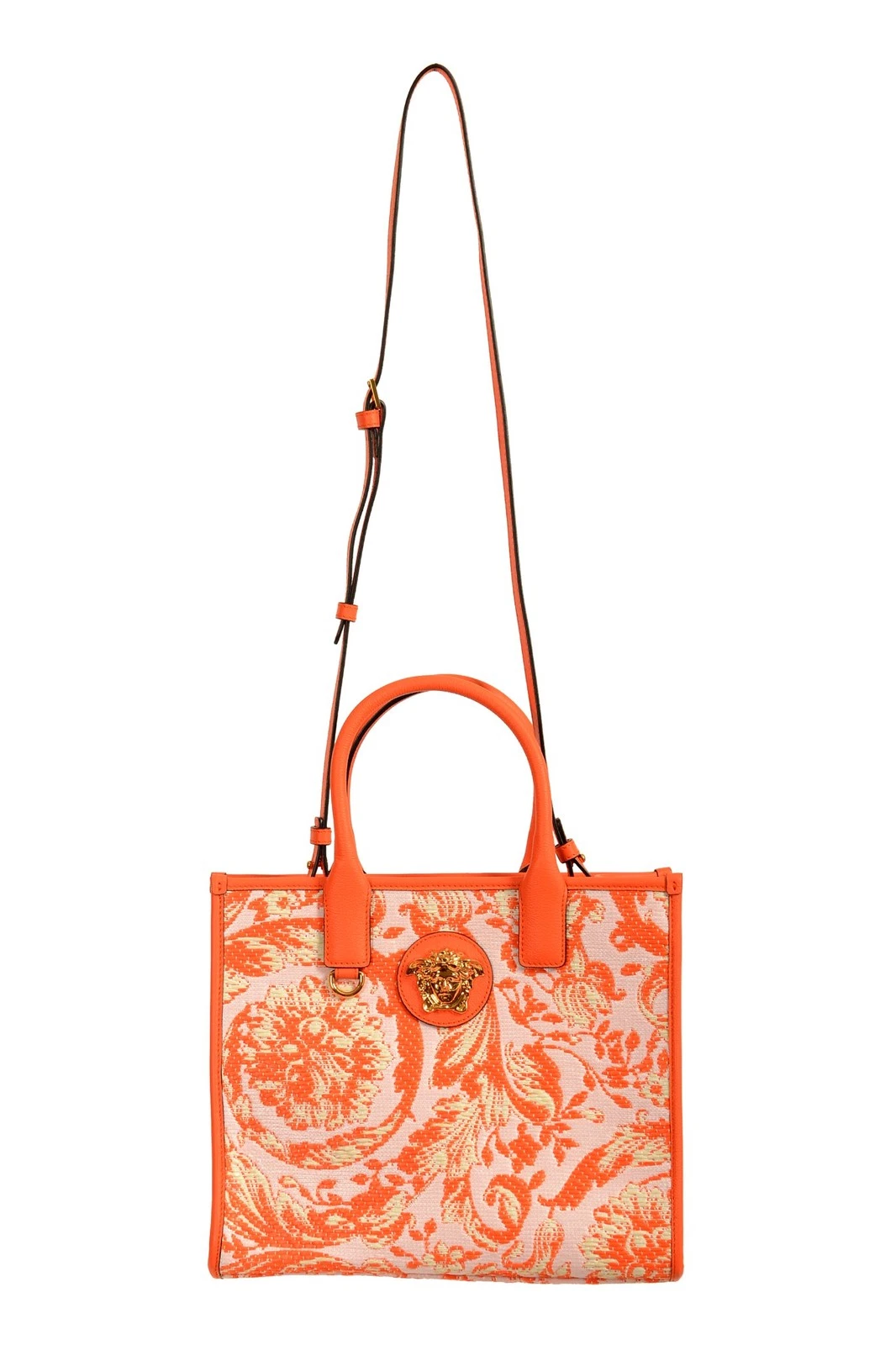 Versace — Versace Barocco Rafia & Leather Gold Medusa Medium Tote Handbag Shoulder Bag