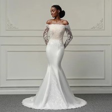 Boat Neck Wedding Dresses Elegent Lace Appliques Off The Shoulder Bridal Gowns