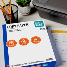 Copy Paper, White, 8.5" X 11", 20 Lb., 92 Bright, 1 Ream 750 Sheets