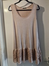 Ladies Made In Italy Longline Vest Top Dress Dusky Pink 36 Chest 14-16 VGC Lace