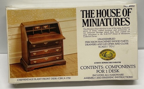 House of Miniatures Kit #40042 1:12 Chippendale Slant Front Desk Circa 1750 NEW! - Picture 2 of 3