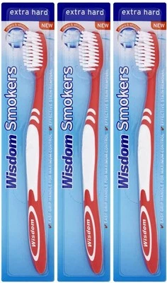 WISDOM EXTRA HARTE RAUCHERZAHNBÜRSTE X 3 Kostenloser Versand