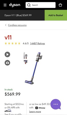 Dyson V11 Cordless Stick Vacuum - Blue (447921-01)