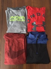 Under Armour Nike Athletic Wear Lot Of 4 Tops Boys Youth Medium Lightweight