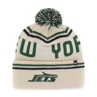'47 Brand NFL Beanie Quattrle Cuff Knit New York Jets Natural BommelmüTze Logo