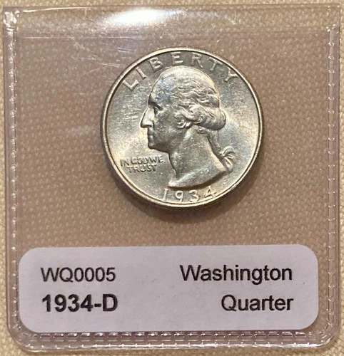 Hard to Find BU 1934 D Washington Quarter - Uncirculated Minor Marks