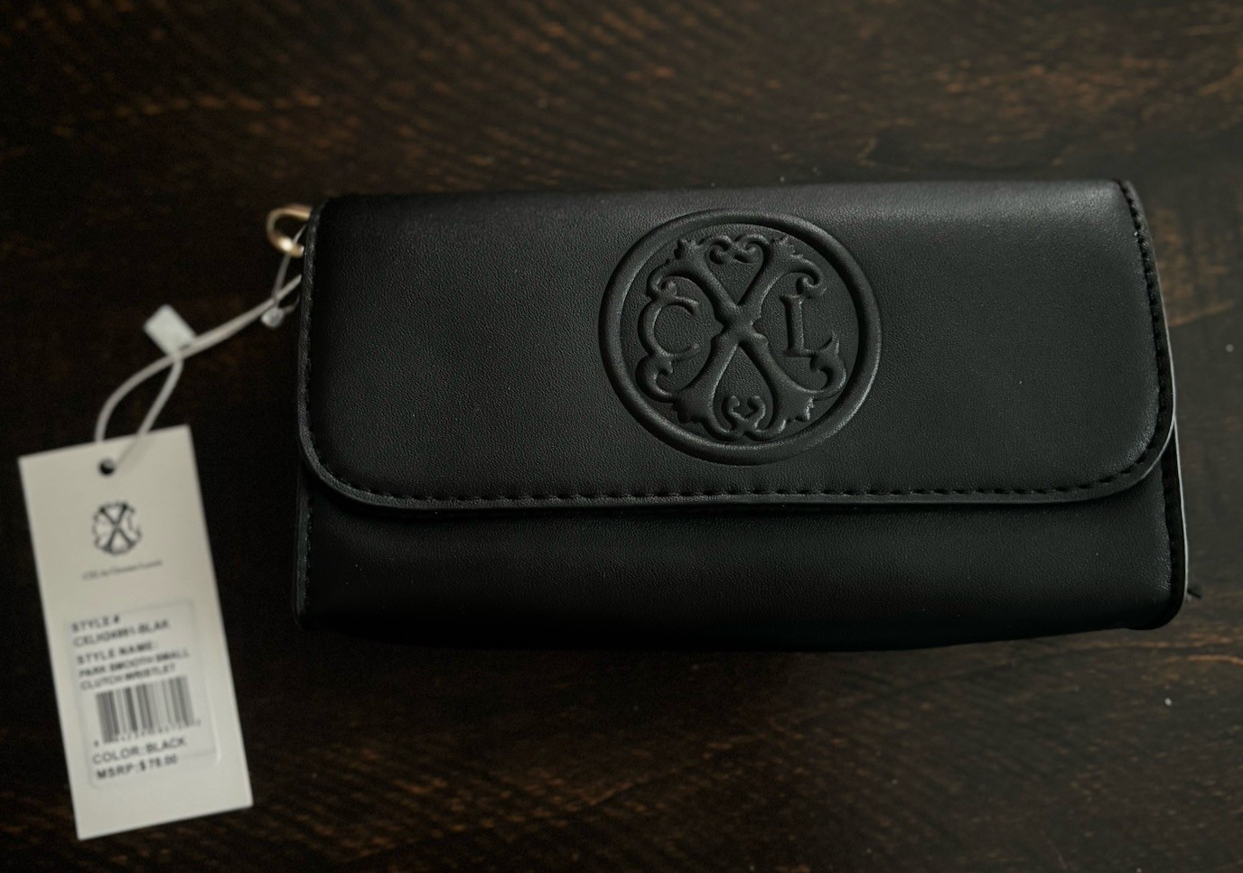 CXL by Christian Lacroix Women's Black Wristlet Wallet Logo Zipper Credit Card