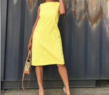 Talbots Eyelet Dress Sleeveless Yellow 8 $149 NEW