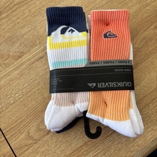 Quiksilver Men's 5 Pair Crew Socks 43QK377293TA-WHT Sz. 6-12M Multicolor NEW 