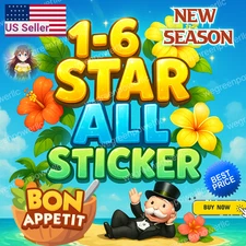 Monopoly go Sticker  Bon Appetit ALL STICKERS 1-6 Stars Cheaps ⚡