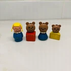 Vintage Fisher Price Wood Little People, Goldilocks and the 3 Bears Set