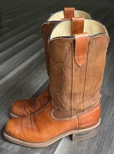 Vintage Laredo Campus Boots USA-Made Size 9 EE Two-Tone Brown Western Cowboy