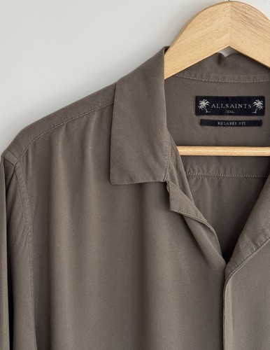 Allsaints “Venice” Short Sleeve Shirt Coffee /chestnut Ramskull XXL/relaxed - Picture 4 of 11