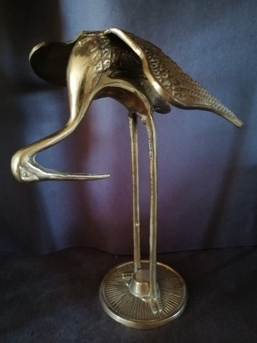 Vintage Messing Kranich Reiher Reiher Vogel Figuren Familie Set drei PATINA - Bild 5 von 9