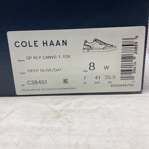 Cole Haan Grandpro Rally Canvs T-Toe C38451 Deep Olive/Oat Men's Size 8W - Picture 9 of 9