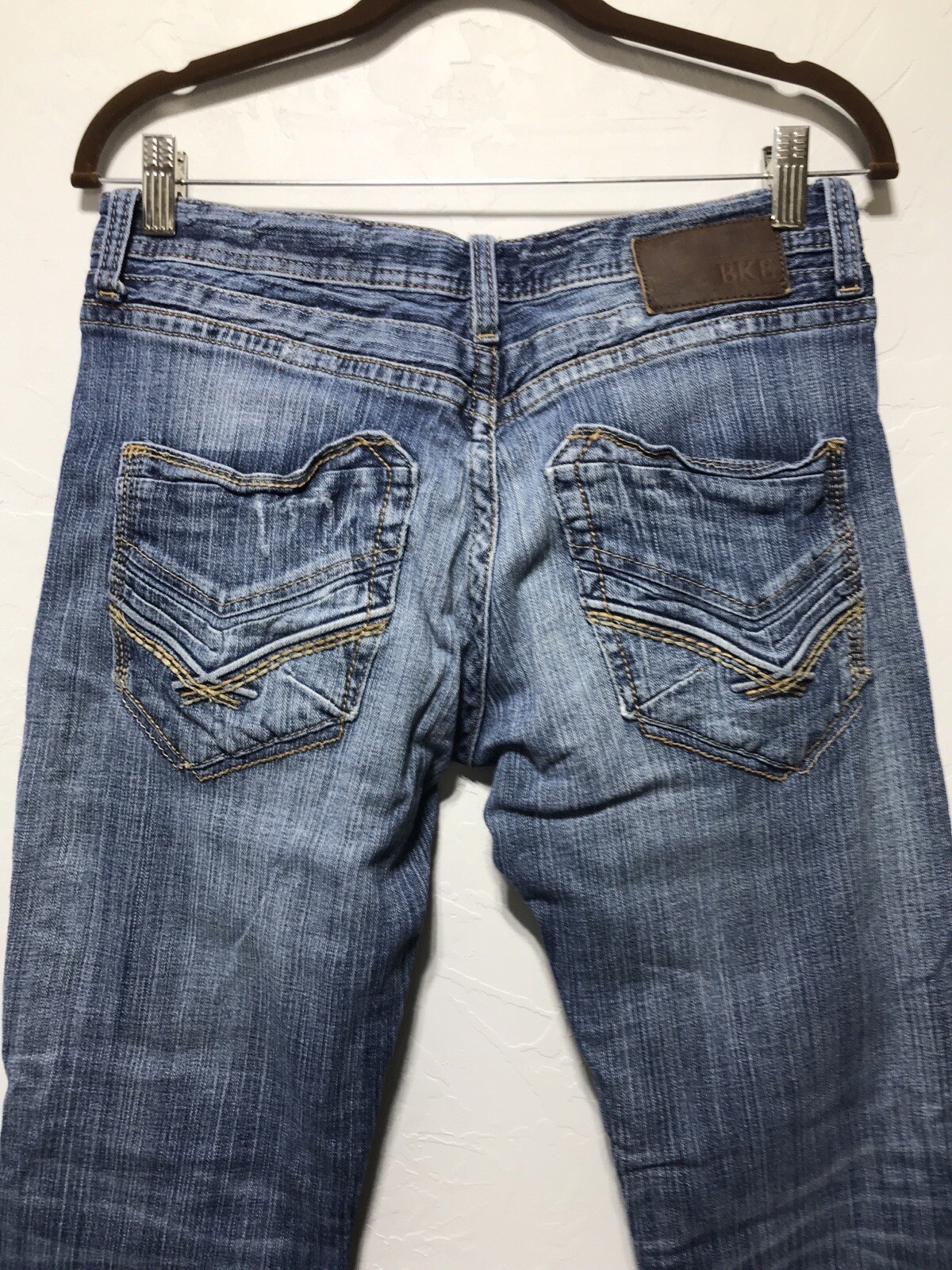 BKE Denim CARTER STRAIGHT Men Thick Stitch Light Washed Blue Size 31R ...