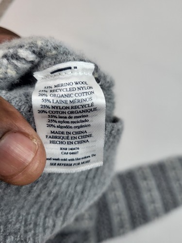Faherty Merino Wool Sweater Girls Small Gray Fair Isle Crew Neck Knit Outdoor - Picture 5 of 7
