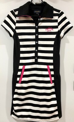 black and white golf dress Polo Collar Zipper Tennis White Golf Dresses Athletic Dresses – Attraco main image 1