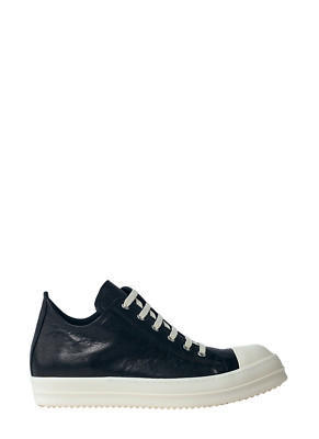 Rick Owens Hollywood $985 Black/Milk Leather Low Top Sneakers New