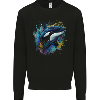 Ein bunter Orca Killerwal Herren Sweatshirt Pullover