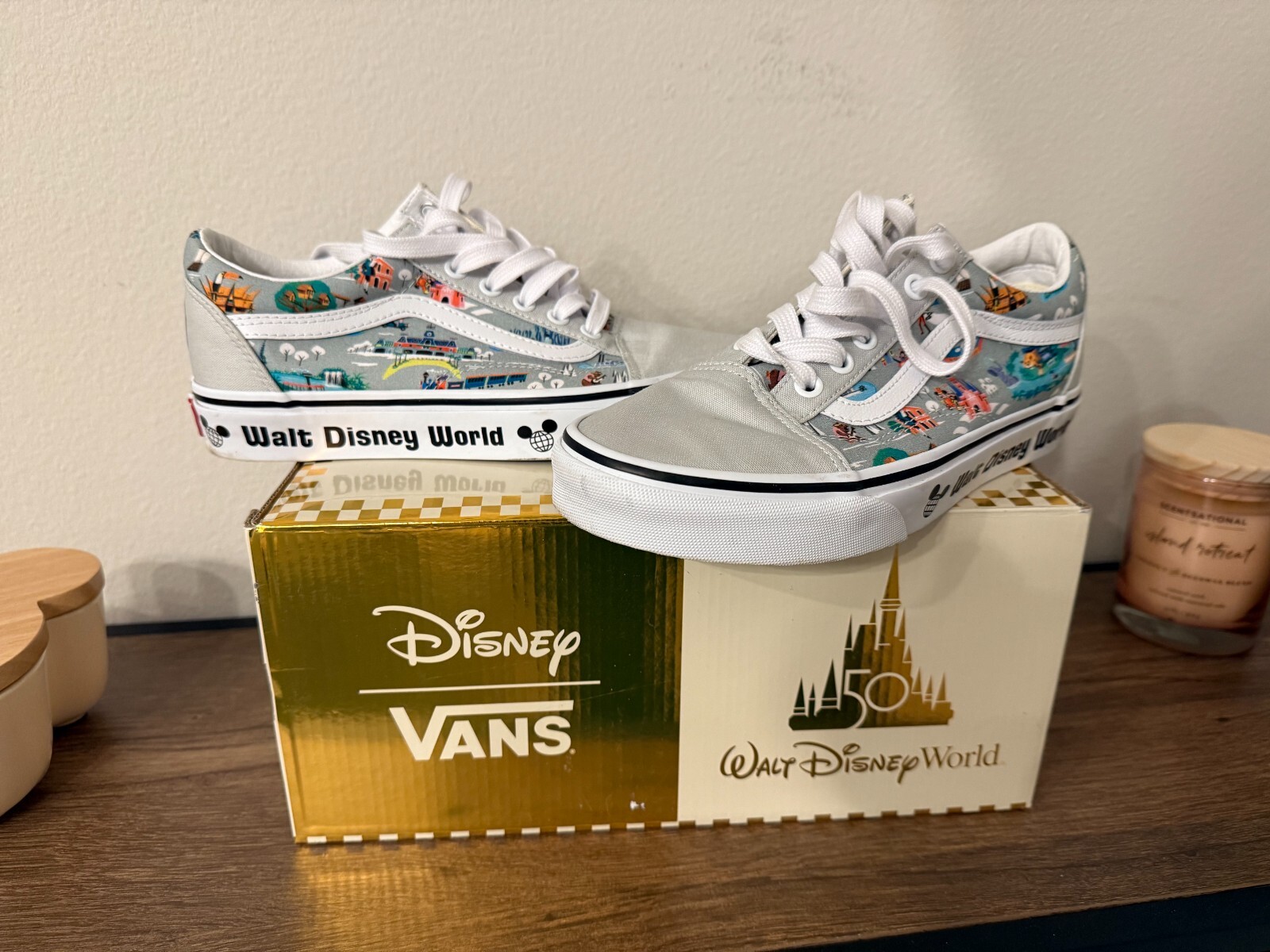 Vans X Disney World Park Map Sneakers Men 6 / Women 7.5