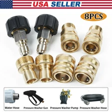 8PCS Pressure Washer Adapter Set Quick Connect Fitting For Power Washer Gun/Hose