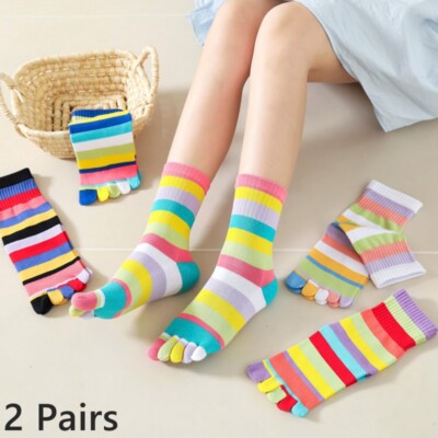6 Pairs-Women's Five Finger Cotton Toe Socks In Solid Color - Foto 3