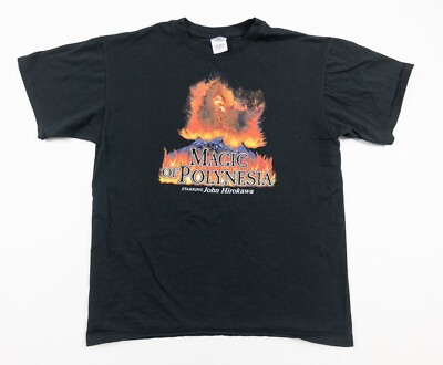 Magic of Polynesia Shirt Mens Large Black Hawaiian Volcano Graphic